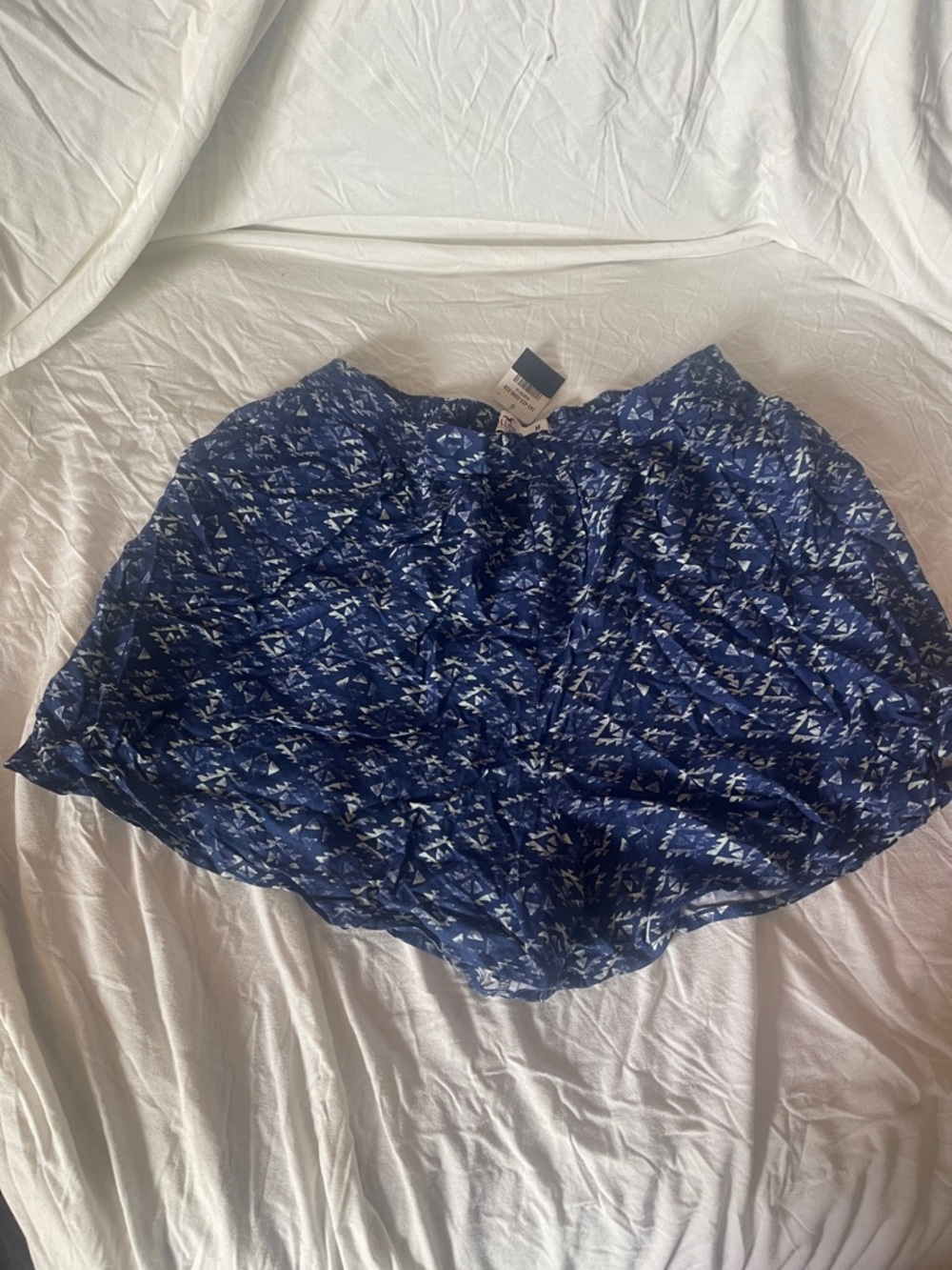 Hollister Navy Blue Patterned Skater Shorts